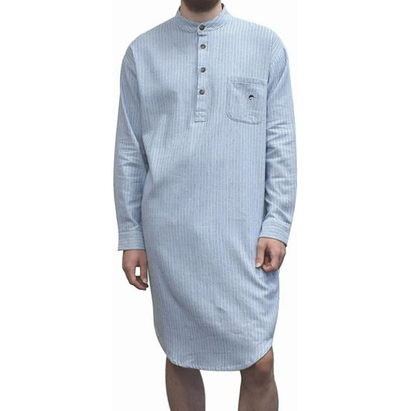 Men's Genuine Irish Cotton Flannel Nightshirt by Lee Valley Ireland