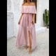 thumbnail image 4 of Vestido Informal de Lunares con Hombros Descubiertos para Mujer, con Volantes, Corsé, Borlas y Cintura Alta, con Abertura y Abertura, Color Liso Rosa Oscuro S, 4 of 8