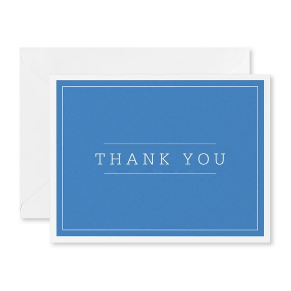 American Greetings Thank You Note Cards, Blue with White Border (8-Count)
