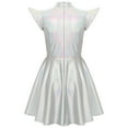thumbnail image 4 of TiaoBug Women's Metallic Sleeveless Club Disco Holographic Dress Wet Look Pleated Dresses Holographic L, 4 of 7