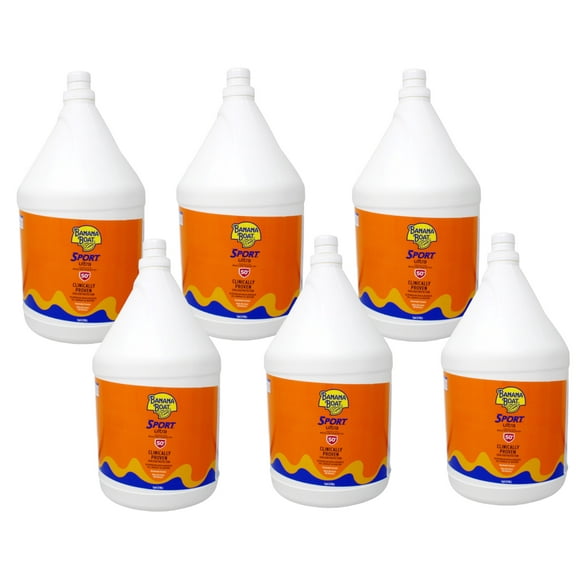 Banana Boat Sunscreen, Sport Lotion SPF 50, 128 Ounce|1 Gallon Bulk Sunscreen - 6 Pack