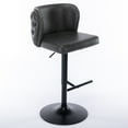 thumbnail image 5 of Modern Round PU Leather Bar Stools Dining Room Breakfast Round Dining Chair with Metal Footrest for Home Pub and Kitchen Island (Dark Gray,Set of 2), 5 of 9
