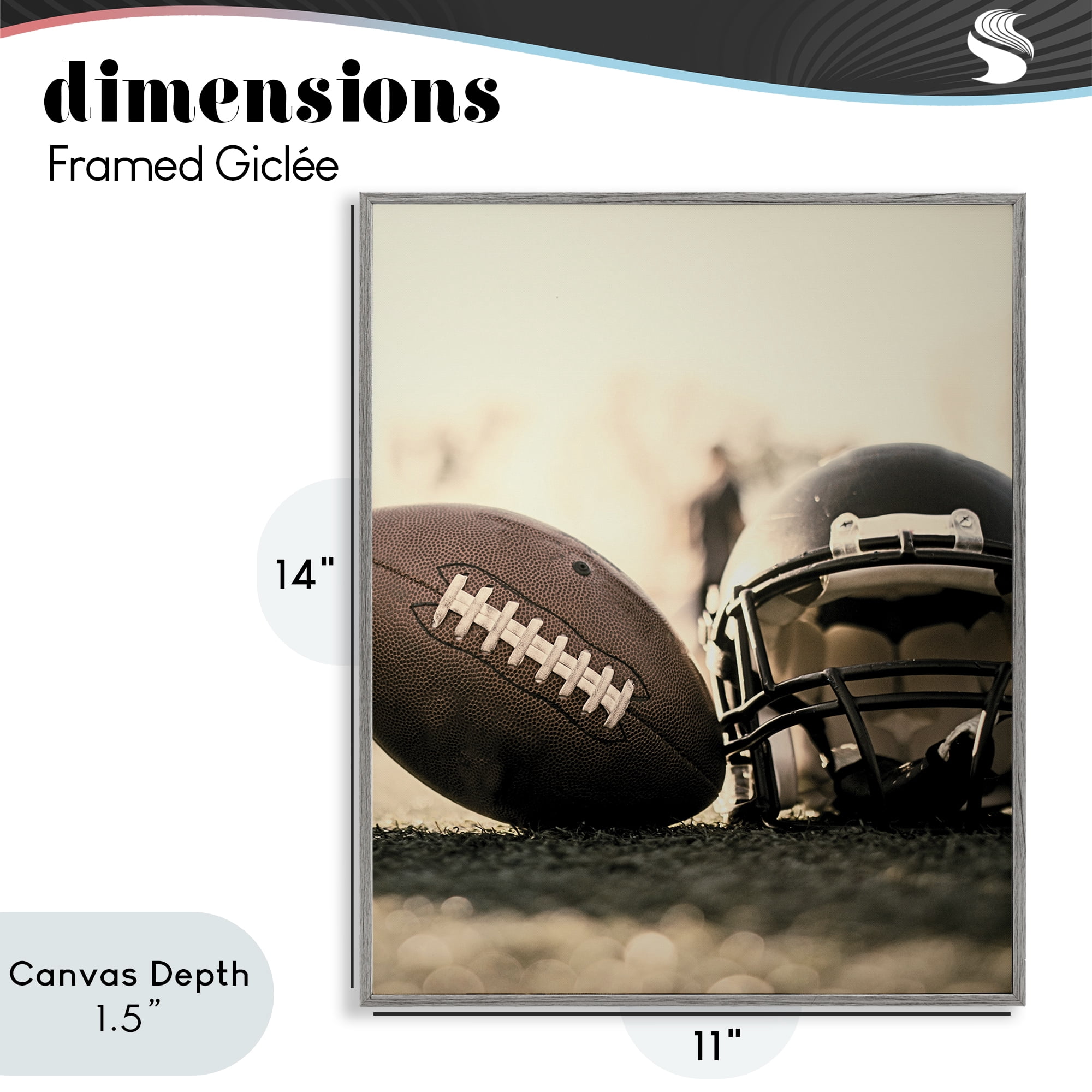 Stupell Industries Football Stand Alone Gray Framed Giclee Art, design by Jesse Keith