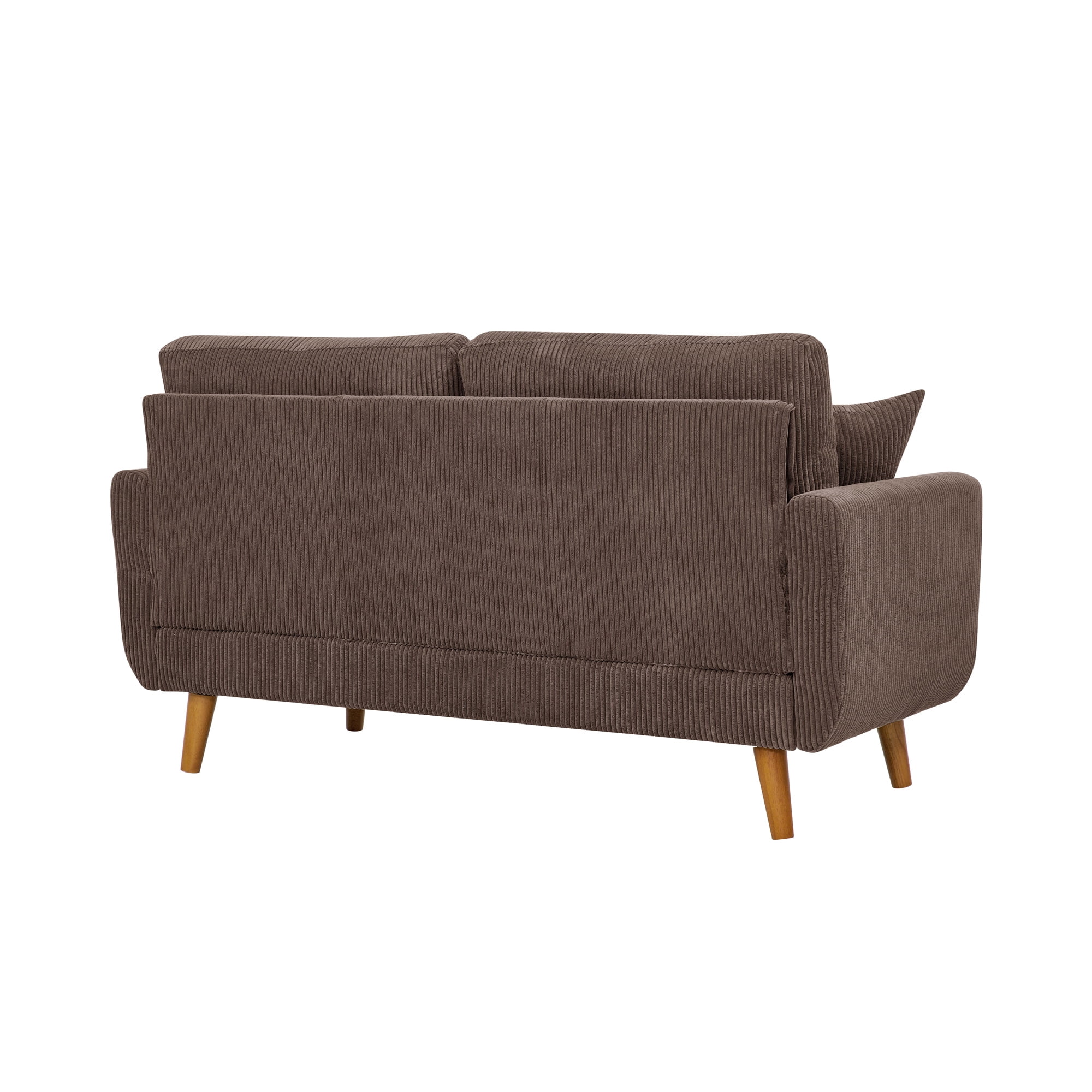 Aukfa Deep Seat Sofa Couch 65" Loveseat w/ 2 Pillows for Living Room Bedroom, Corduroy, Brown