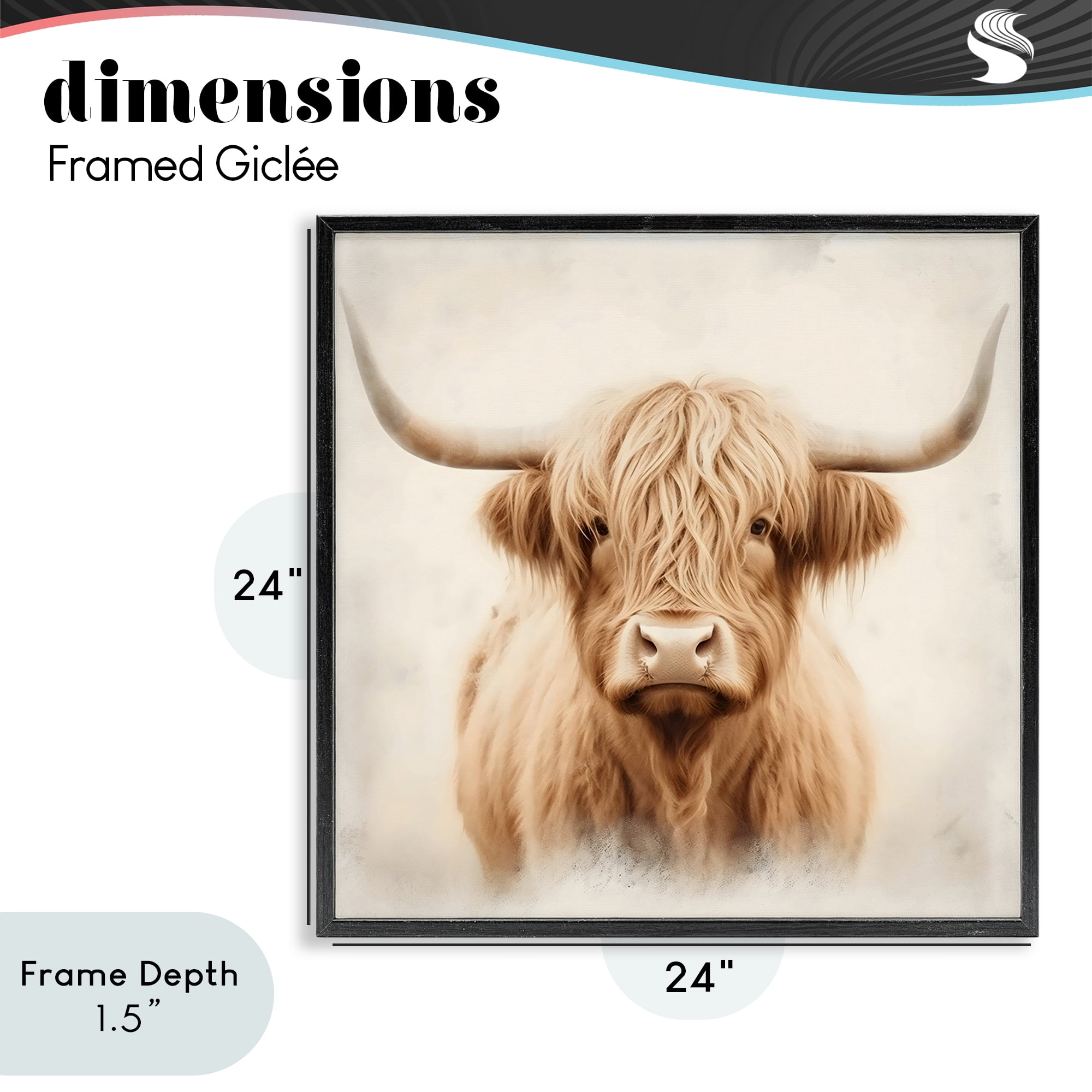 Stupell Industries Dreamy Fluffy Highland Portrait Black Framed Giclee Art, design by Creative Studio