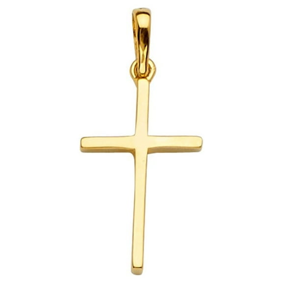 Precious Stars 14K Yellow Gold Religious Cross 1" Unisex Pendant - No Chain, Pendant Only