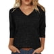 thumbnail image 2 of Camisas de otoño,Camiseta de mujer con cuello en V y manga 3/4, blusa informal de color liso, de poliéster, cómoda para uso diario, sopatenor, 2 of 9
