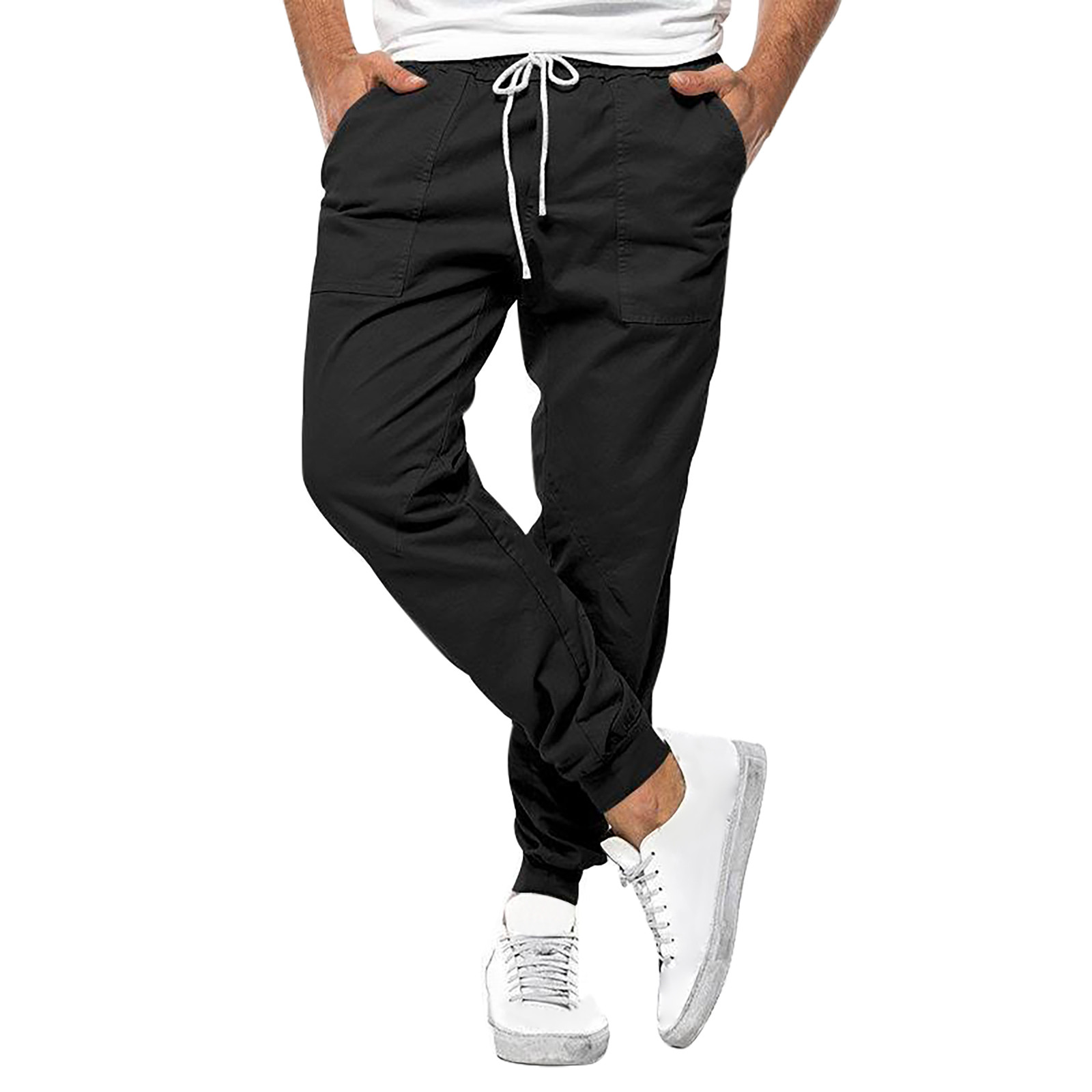 fartey Mens Casual Trousers Loose Comfy Drawstring Elastic Waist Sweatpants  for Men Trendy Fall 2023 Pockets Jogger Sports Work Pant 