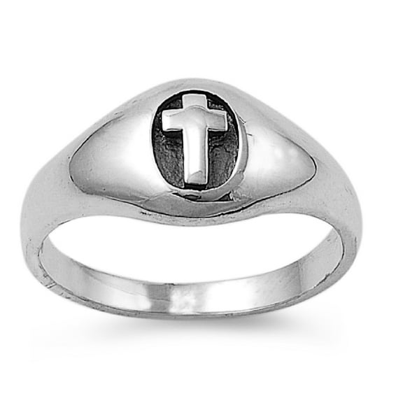925 Sterling Silver Plain Christian Cross Salvation Ring Size 5
