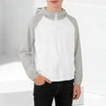 thumbnail image 5 of Boys Sun Hoodie UPF 50+ Windbreaker, Gray Color Block Lightweight Jacket with Hood, Packable Sun Protection for Kids Outdoor Beach & Travel,Size 7-8 T, 5 of 9
