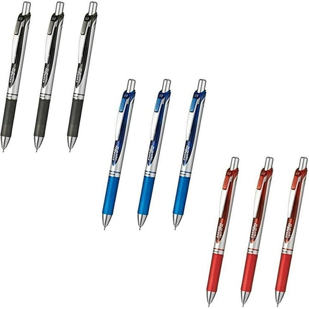Bolígrafos de gel Pentel Energel Deluxe RTX, 0,3 mm, línea fina, paquete de 9