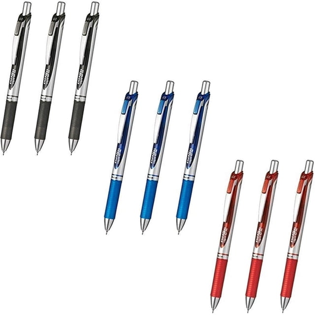 Bolígrafos de gel Pentel Energel Deluxe RTX, 0,3 mm, línea fina, paquete de 9