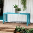 thumbnail image 3 of Ktaxon 39.3in Outdoor Metal Backless Bench, Slatted Seat, Weatherproof, Patio Garden Blue, 3 of 8