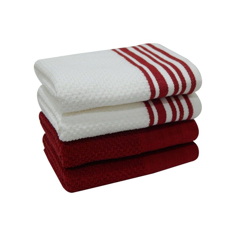 Mainstays 4-Piece Kitchen Towel Set, Red 