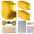 thumbnail image 1 of 15 hojas de papel para arte en metal dorado/hojas decorativas de metal para relieve con 2 alambres, para crear grabados artísticos, pintura y dorado, 1 of 6