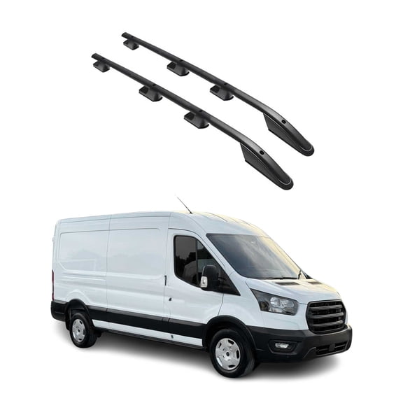Omac USA 2626931LB Sport Aluminum Long Roof Rail Rack for 2014 Ford Transit L3, Black - 2 Piece