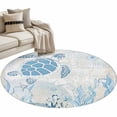 thumbnail image 6 of Blue Turtle Coastal Round Rug 4ft Washable Circle Entryway Rugs Non Slip Coral Summer Beach Nautical Ocean Blue Area Rug Indoor Floor Carpet for Bedroom Kitchen Living Room Home Office Dining Room, 6 of 8