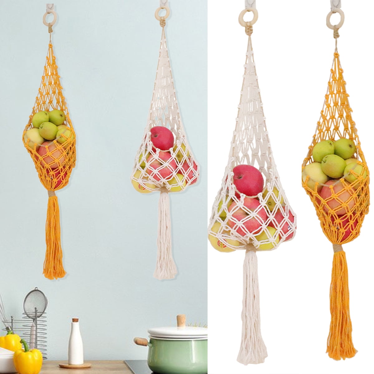 Travelwant Basket Hanging for Pantry Potato Garlic Onion Storage Boho Wall Baskets for