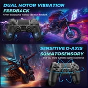 2 Pack Gaming Controller for P-4/Slim/Pro & PC, Wireless Controller with Dual Vibration & 6-Asix Gyro Motion Control - White