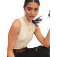 thumbnail image 4 of Women'S Sleeveless Mock Turtlenecks Tops Stretch Slim Fitted Tank Top Basic Bustier Tee Khaki S, 4 of 9