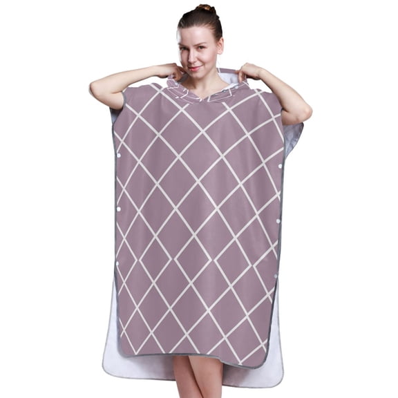 Hooded Beach Towel Adult Bath Poncho Towels Soft Absorbent Quick Dry for Surf Swim Pool Men Women Teens Pale Mauve Block