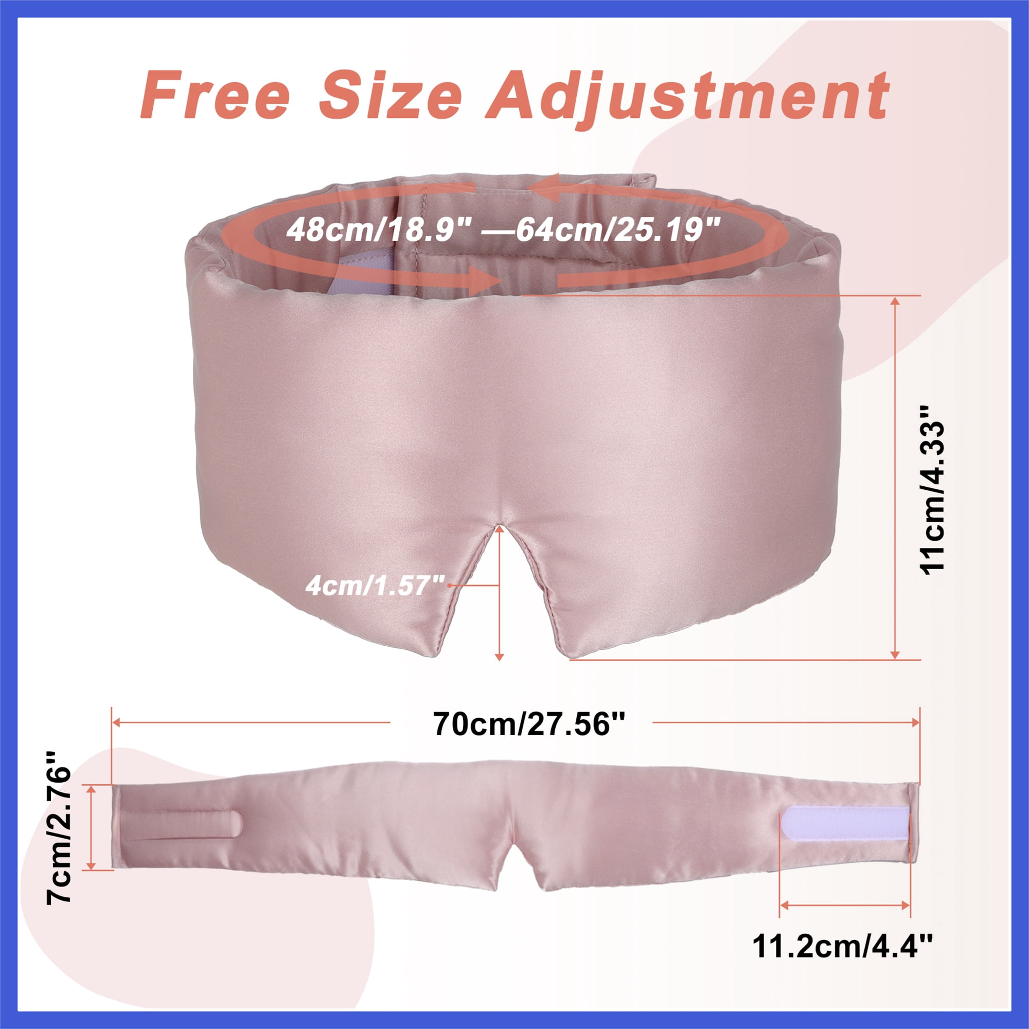 Vocoste 22 Momme Pure Silk Sleep Mask with Travel Pouch 3D Contour Adjustable Blindfold for Side Sleepers Eyelash Protecting for Natural Lashes & Extensions Light Pink