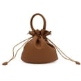thumbnail image 3 of Premium Soft Vegan Leather Top Handle Bucket Bag Handbag Shoulder Crossbody, 3 of 4