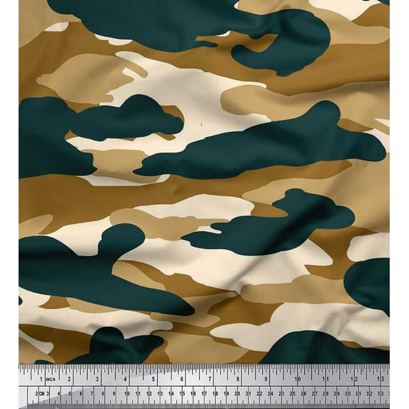 Soimoi Cotton Duck Fabric Two Tone With White Camouflage Printed Craft Fabric by the Yard 42 Inch Wide