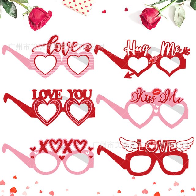 De papel para decoración de fiestas de San Valentín, gafas de amor, XOXO, corredor de fotos para fiestas de bodas