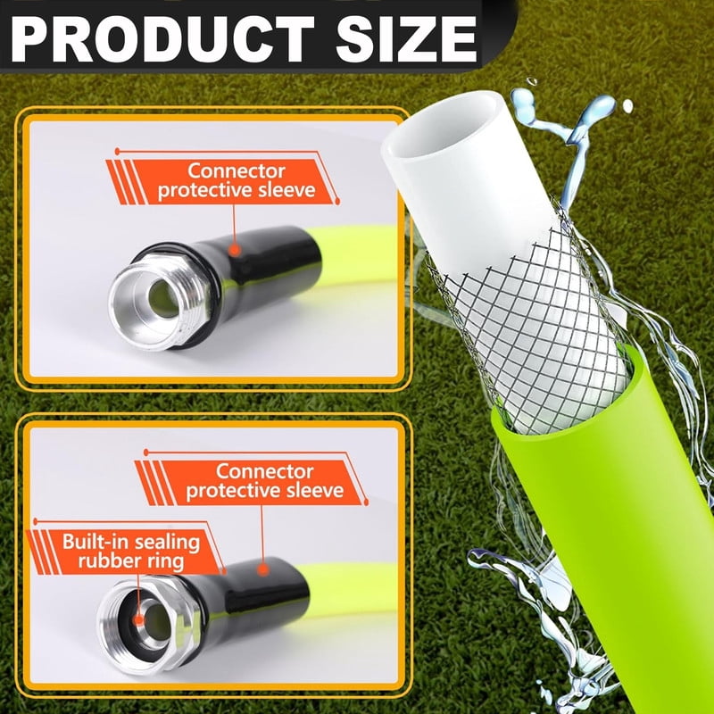 25ft Garden Hose 5/8", 3/4" NPT, Lightweight All-Weather Water Hose, Durable and Flexible, Leak-Free Connections
