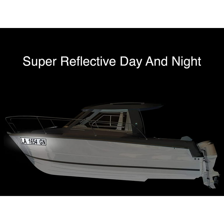 2 Pack Super Reflective Custom Boat Registration Numbers and Letters Stickers, Set of 2 Custom Boat Stickers Numbers Lettering (4 inchx20 inch)
