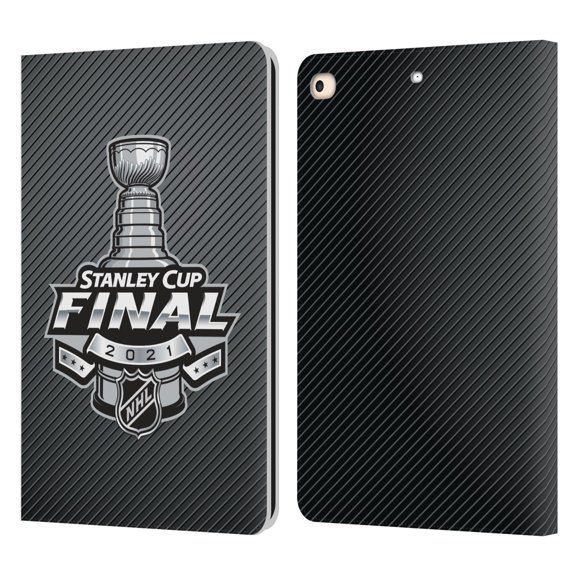 Head Case Designs Officially Licensed NHL 2021 Stanley Cup Final Stripes Leather Book Wallet Case Cover Compatible with Apple iPad 9.7 2017 / iPad 9.7 2018