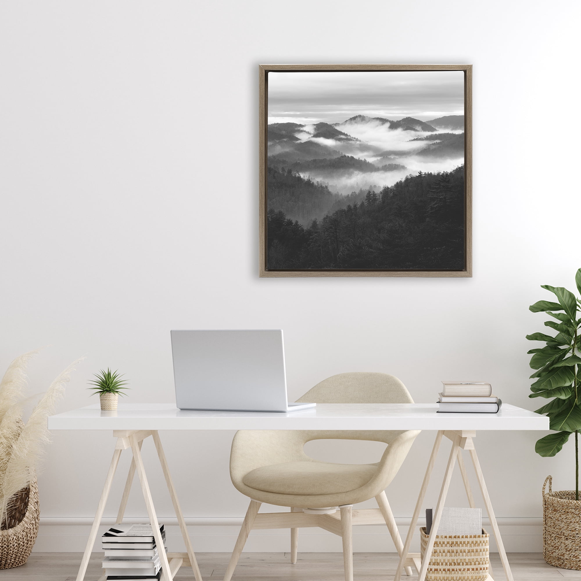 Stupell Industries Smoky Mountains Forest Brown Framed Floater Canvas Wall Art, design by Nicholas Bell