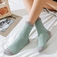 thumbnail image 5 of 5 Pairs Women's Fuzzy Socks with Non-Slip Grips, Soft Fluffy Slipper Ankle Socks for Winter Warmth, Home Sleep & Hospital Use, 5 of 7