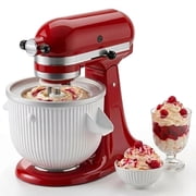 Ice Cream Maker Attachment for KitchenAid, Ice Cream Bowl Fits KitchenAid 4.5/5QT & 6QT Mixers, Frozen Ice Cream & Sorbet Gelato Maker, 2 Quart, White
