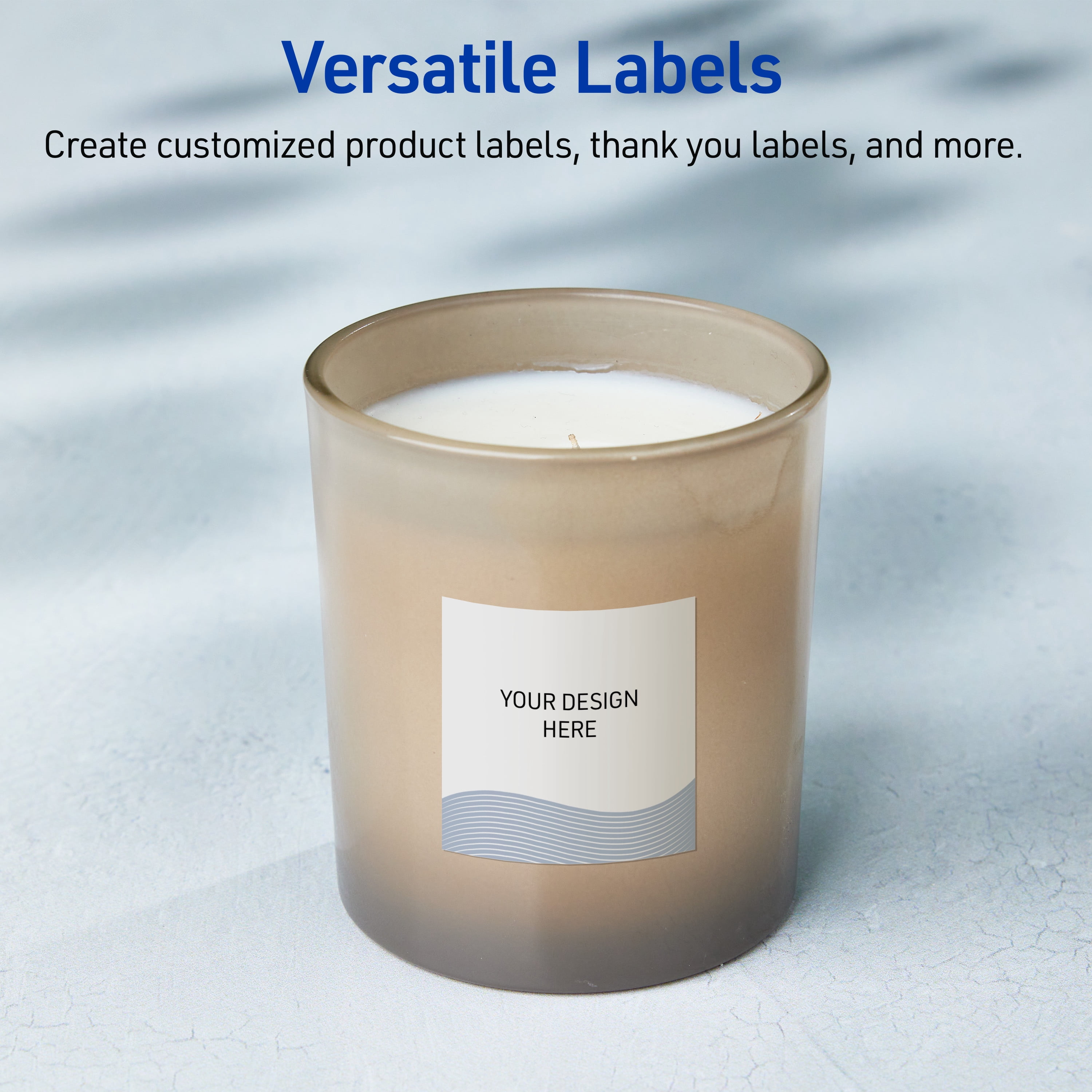 Avery Labels, 2" x 2", Matte White, Blue Waves Design