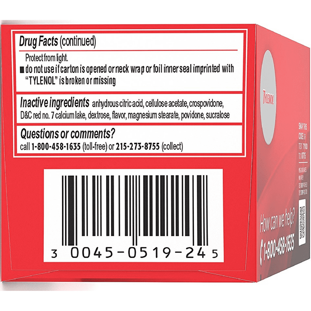 TYLENOL Children�s Pain + Fever Chewables Tablets, Bubblegum 24 ea (Pack of 6)