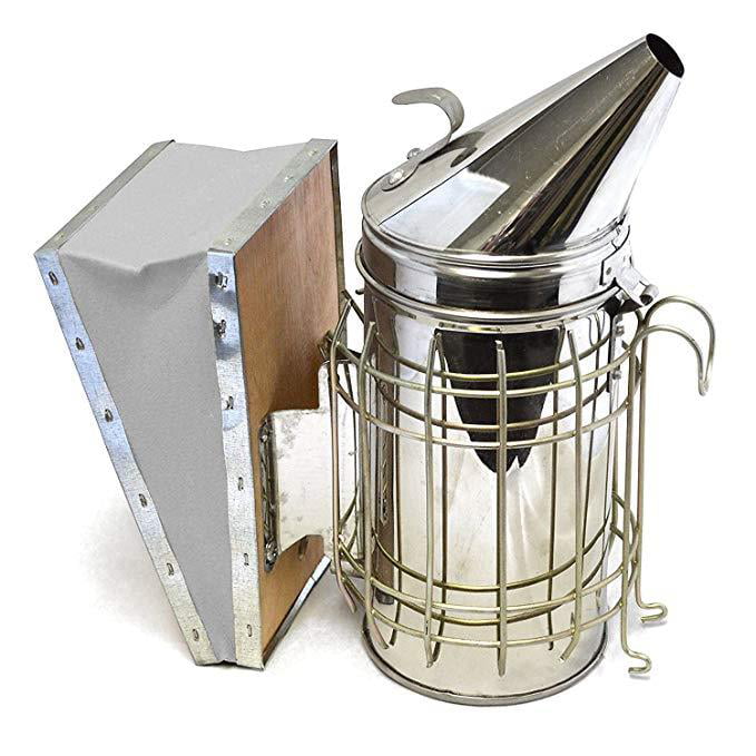 11" Bee Hive Smoker Stainless Steel Calming Beekeeping Equipment w/ Heat Shield 