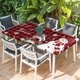 thumbnail image 2 of Red Plaid Snowman Christmas Table Cloths for 5 Foot Rectangle Tables, Xmas Snowflake Birds Berry Winter Patio Waterproof Elastic Fitted Tablecloths, Washable Rectangular Table Cover for Camping, 2 of 8