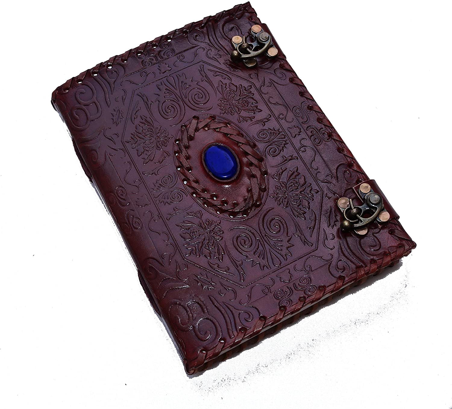Jaald 8" Leather Journal stone Notebook Handmade Sketchbook Book Of Shadows Writing Pad Blank Notebook Handmade Notepad For Men & Women Sketchbook Travel Diary To Write Book Of Shadows Grimoire