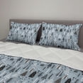 thumbnail image 2 of Christmas Tree Comforter & Sham Bedding Set, Funny Cartoon Tree Drawings with Strokes and Stripes Winter Theme, 3 pcs Duvet Set Microfiber Filling Quilt, 5 Sizes, Grey and Blue Grey, by Ambesonne, 2 of 4
