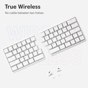 NocFree Wireless Split Mechanical Keyboard Tactile RGB Lighting Foam with Wooden Wrist Rest