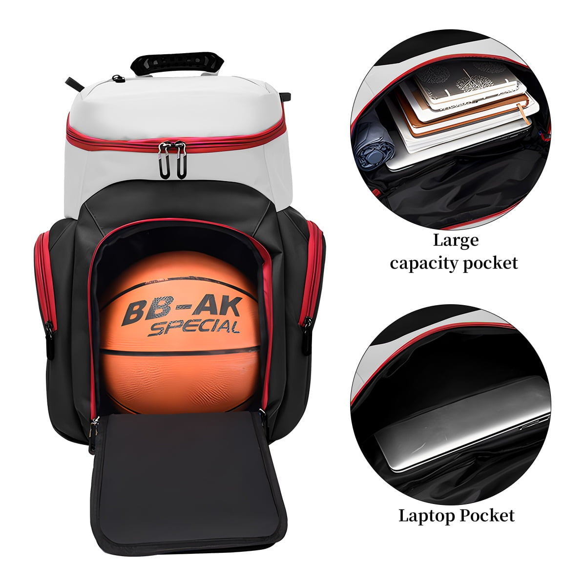 Sports Bag for Basketball, Soccer & More Basketball Backpack with Ball Holder & Shoes Compartment