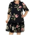 thumbnail image 1 of Vestido de Verano para Mujeres, Suelto Estampado Cuello Redondo 1/2 Manga Vestido de Gasa Casual Hecho de Poliéster Ligero, Vestido de Verano con Mangas, 1 of 3
