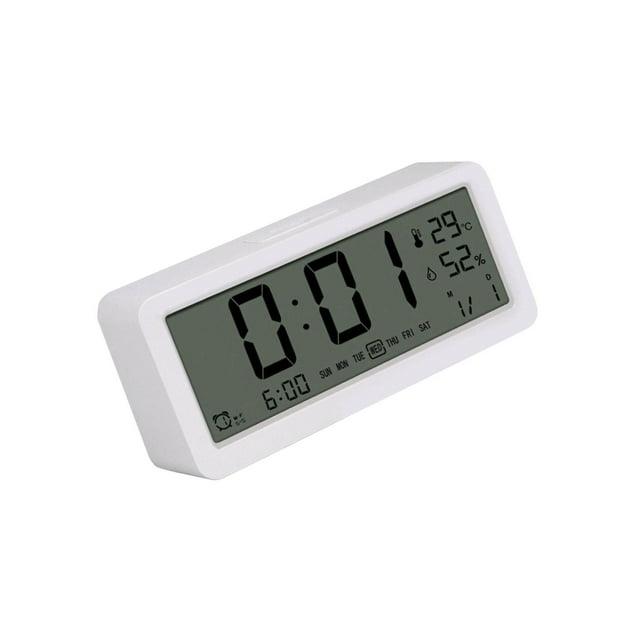 Réveil Numérique Affichage Température Humidité Cadeau pour Enfants Table Chambre Blanc