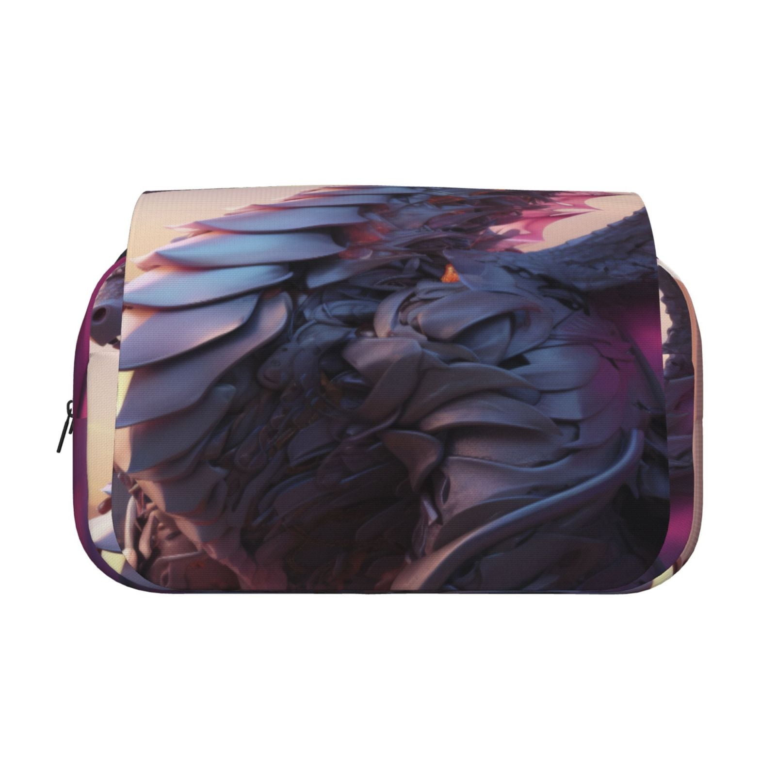 Rateoe Dragon Pattern Double Clamshell Pen Case, Storage Organizer with Two Zipper Compartments– Holds Up to 50 Pencils & Pens