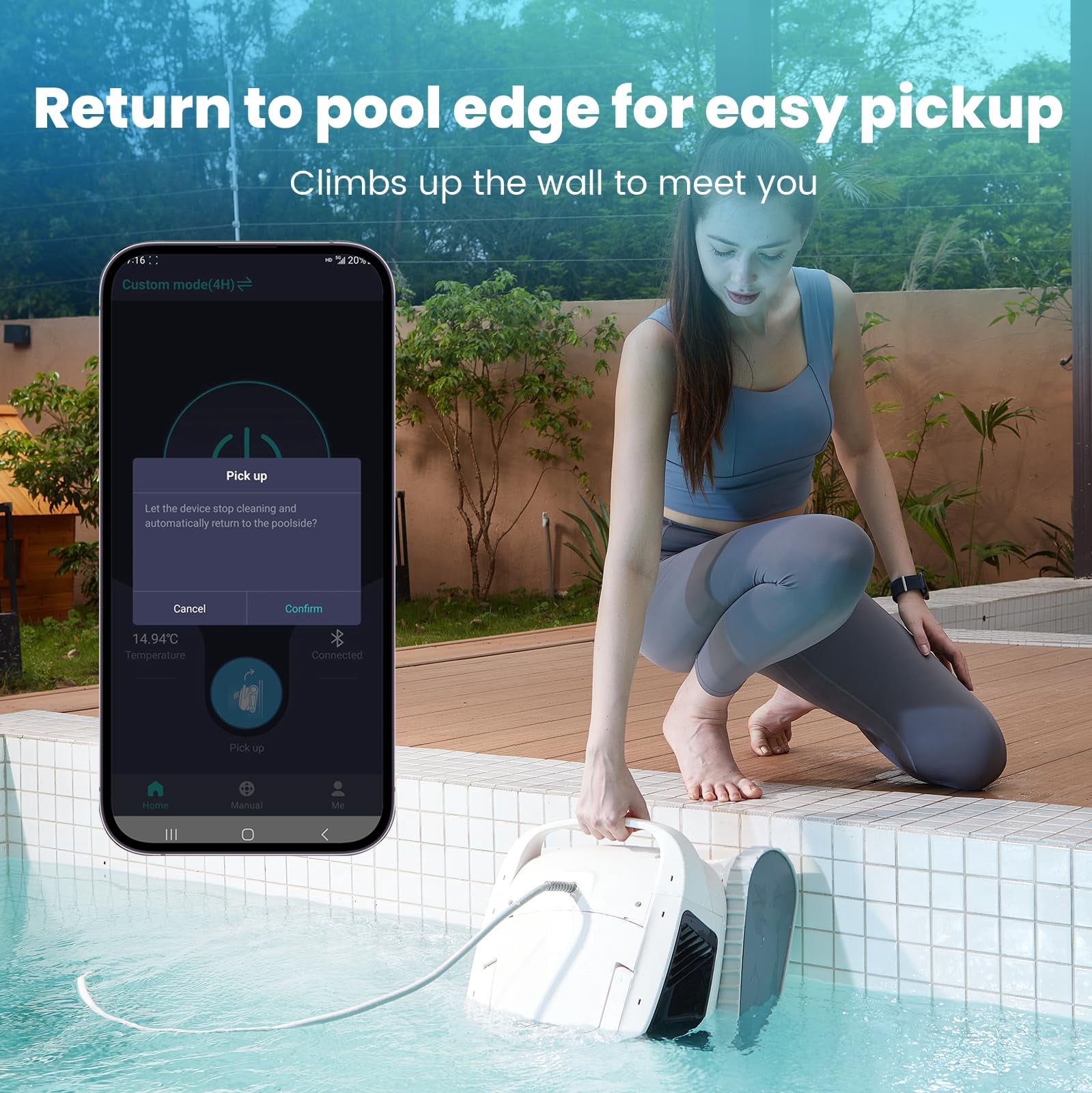 Hydro 4 Cordless Robotic Pool Cleaner,Pool Vacuum for Inground Aboveground Pools, 4.1L Filter Basket, Floor Wall Waterline Cleaning, Pool Cleaner Robot Ideal for Pools up to 50 FT in Length