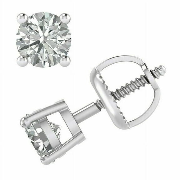 4.00 Ct Round Lab-Created Diamond Solitaire Stud Earrings 14K White Gold Finish