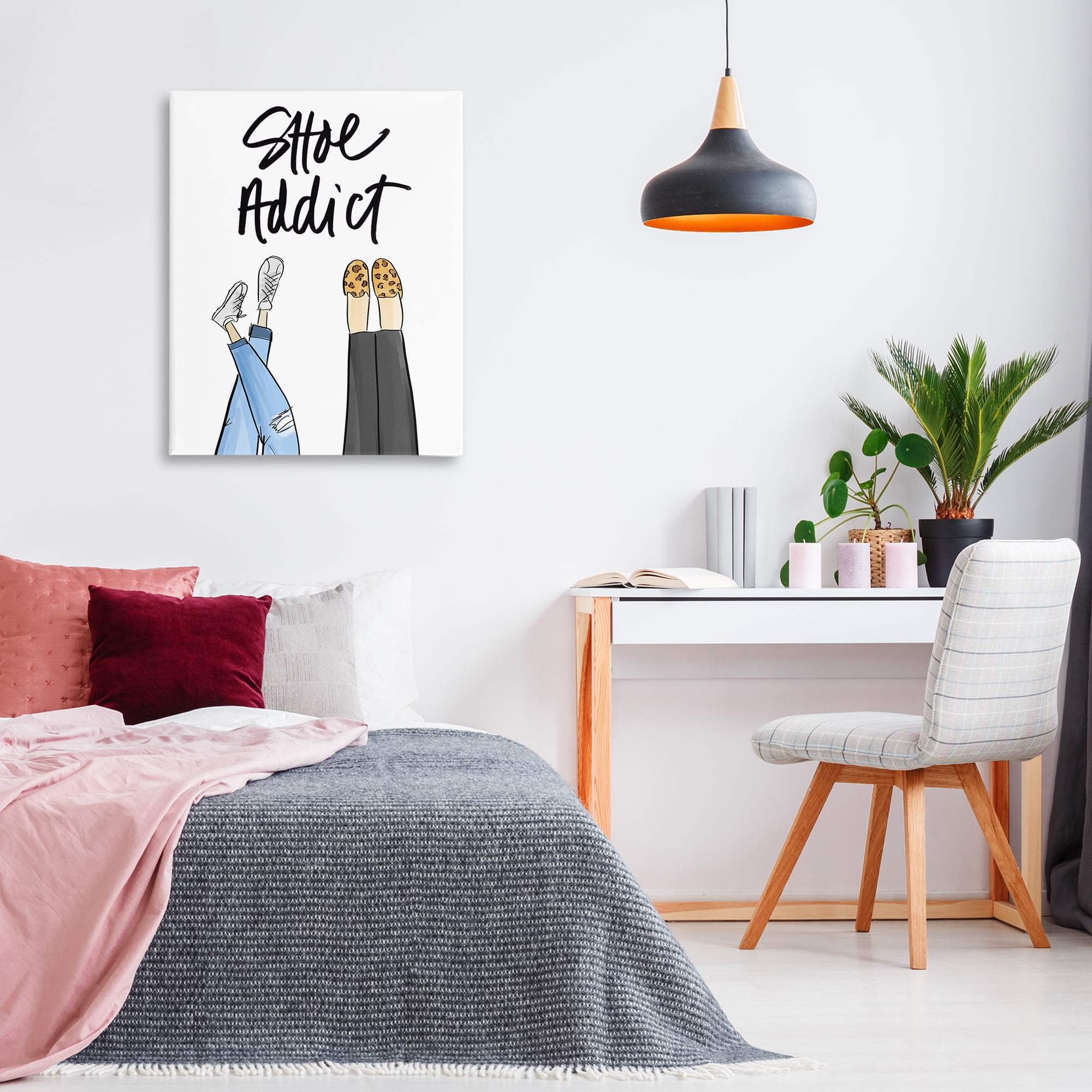 Stupell Industries Shoe Addict Phrase Beauty & Fashion Painting Gallery Wrapped Canvas Art Print Wall Art, 30 x 40