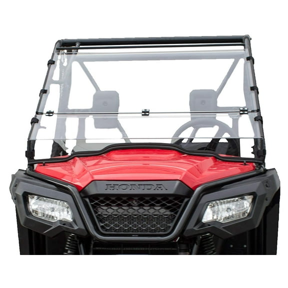 Clearly Tough Honda Pioneer 500 Full Folding Windshield - SCRATCH RESISTANT - Premium polycarbonate w/Hard Coat. Made in America!